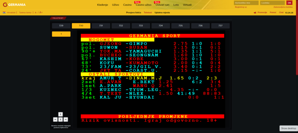 Germania Casino Teletext