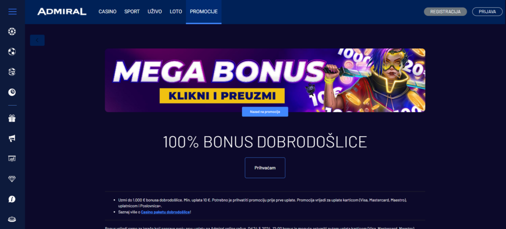 Amidral Casino Croatia 100% Welcome Bonus