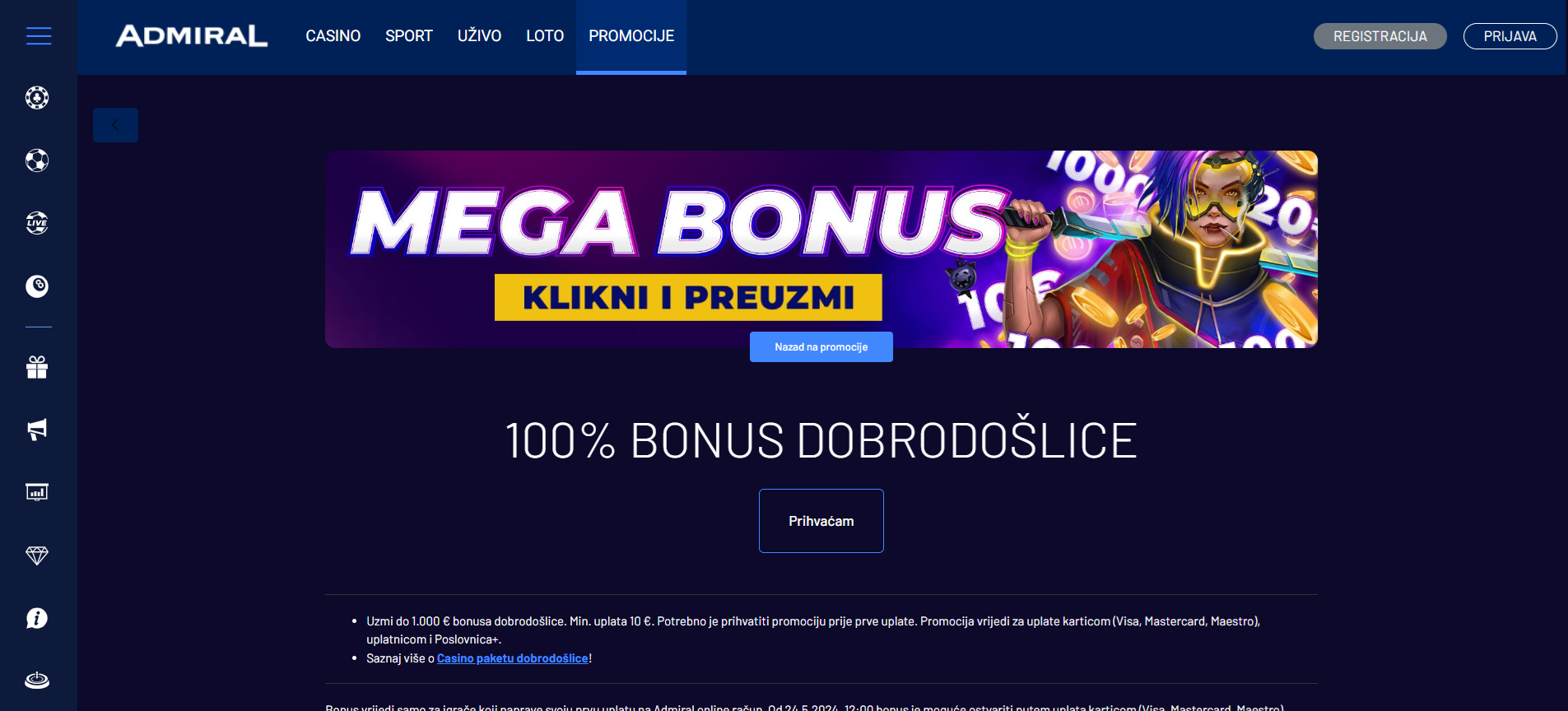 admiral bet registracija