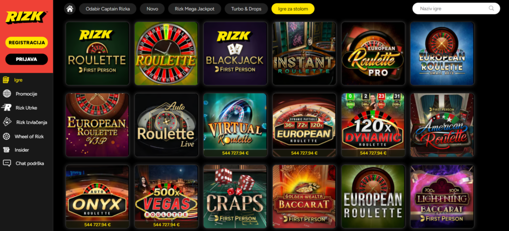 Rizk Casino Table Games